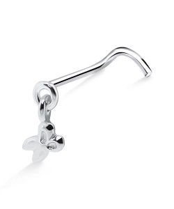 Scissor Shaped Silver Curved Nose Stud NSKB-551